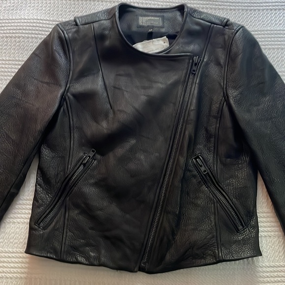 RARE! Like NEW Current/Elliott black pebbles leather jacket - Picture 1 of 7